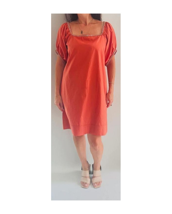 Peach poplin dress