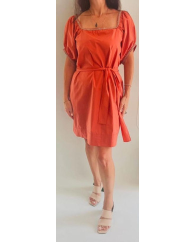 Peach poplin dress
