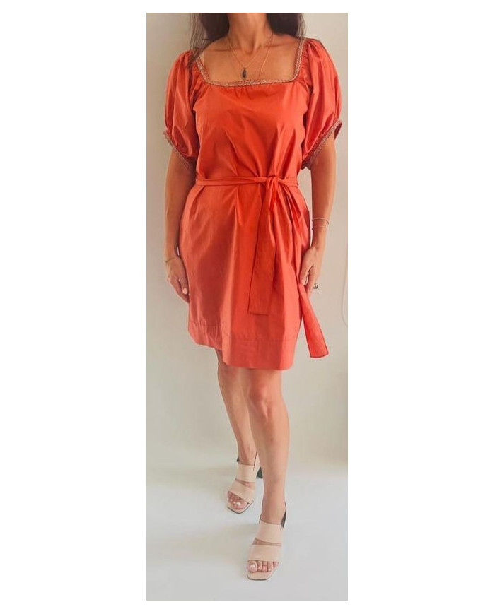 Peach poplin dress