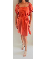 Peach poplin dress